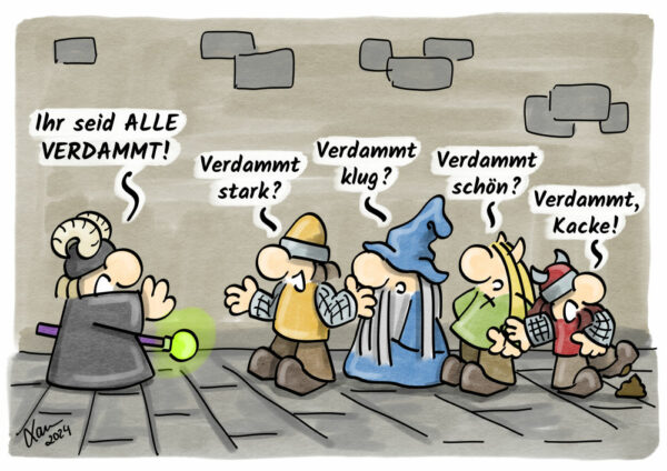 Kleine Helden Cartoon: Verdammt