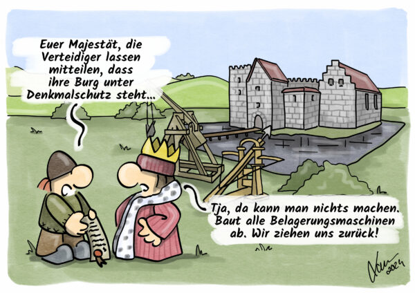 Kleine Helden Cartoon - Denkmalschutz