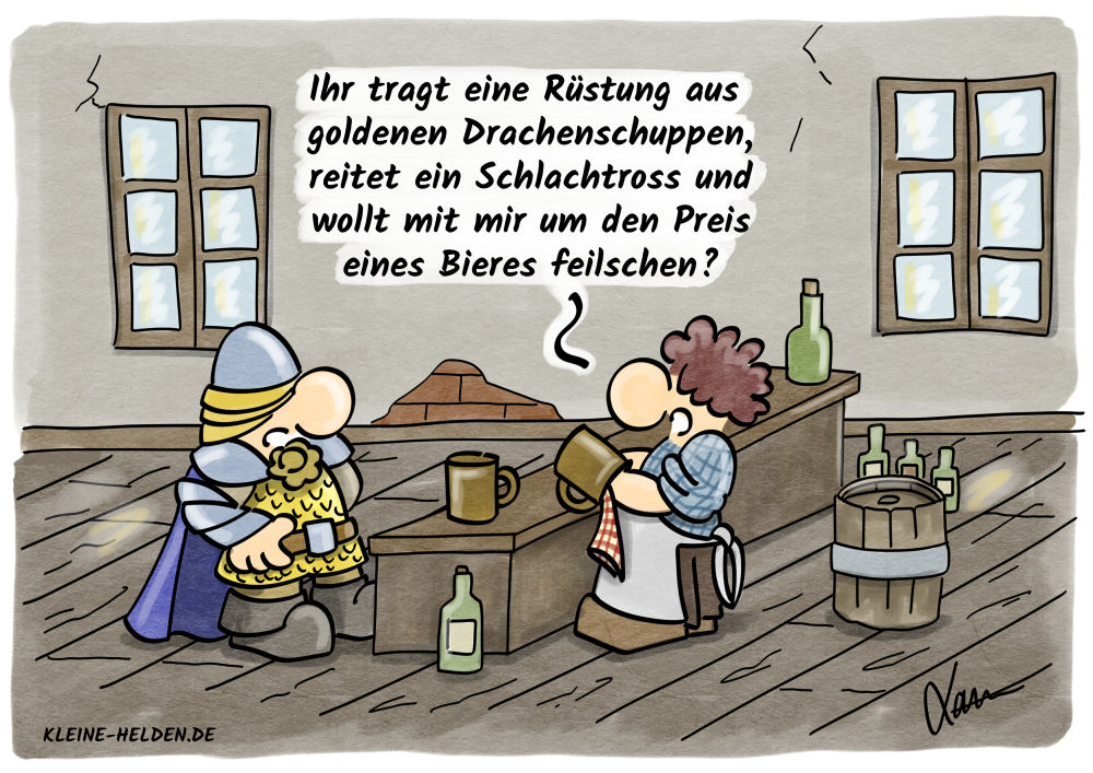 Kleine Helden Cartoon - Feilschen