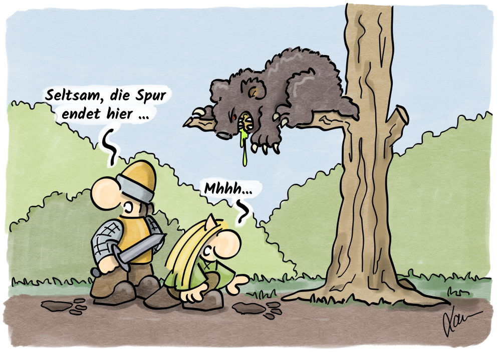 Kleine Helden Cartoon - Spurensuche