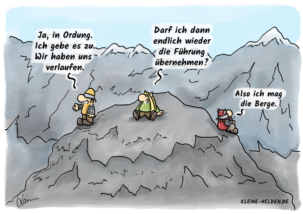 Kleine Helden - Cartoon: Berge