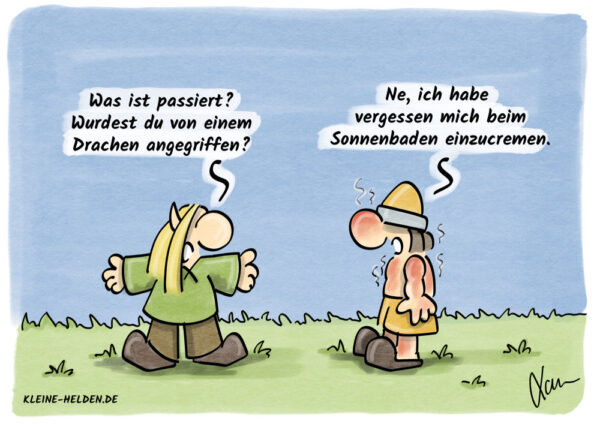 Kleine Helden Cartoon: Sonnenbaden