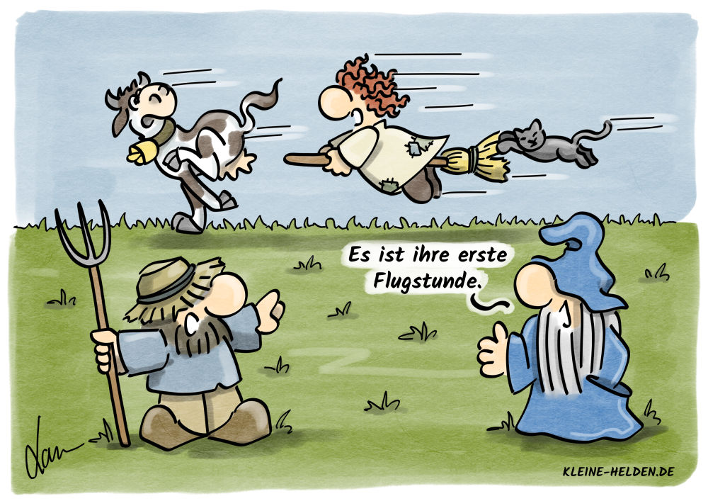 Kleine Helden Cartoon: Flugstunde
