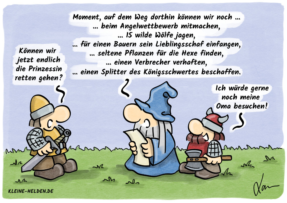 Kleine Helden Cartoon - Nebenquests